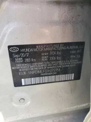 2018 HYUNDAI ELANTRA SEL  