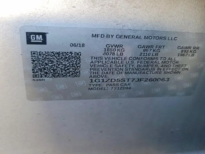 2018 CHEVROLET MALIBU LT  