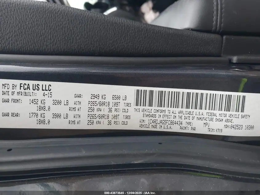 2015 DODGE DURANGO SXT