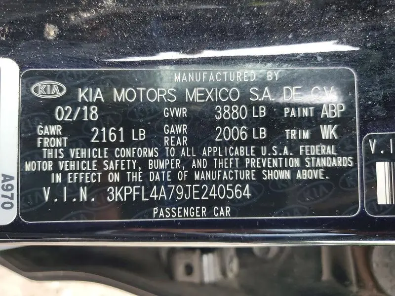 2018 KIA FORTE S  