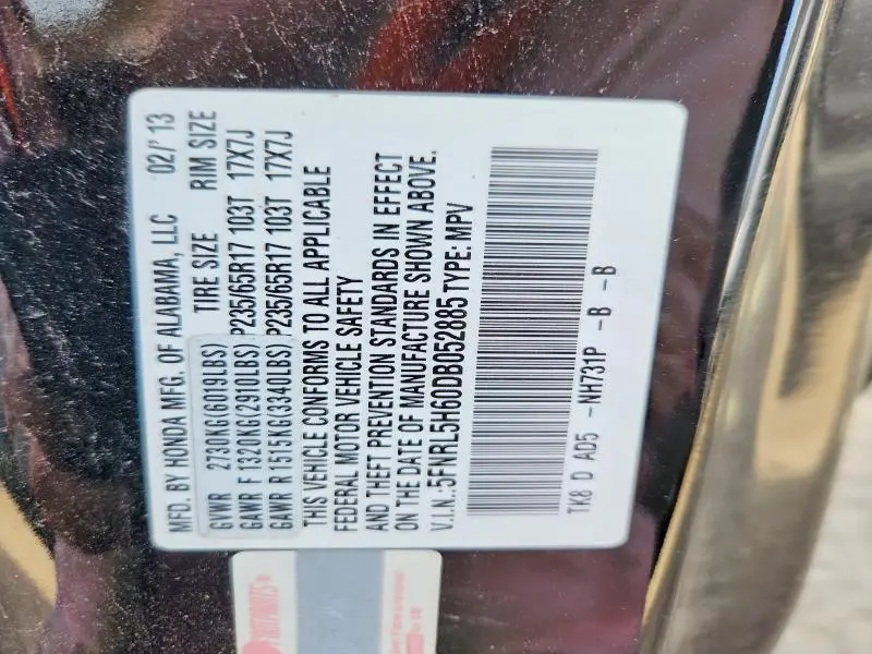 2013 HONDA ODYSSEY EXL  