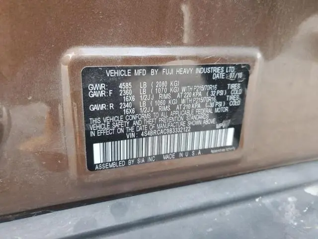 2011 SUBARU OUTBACK 2.5I  