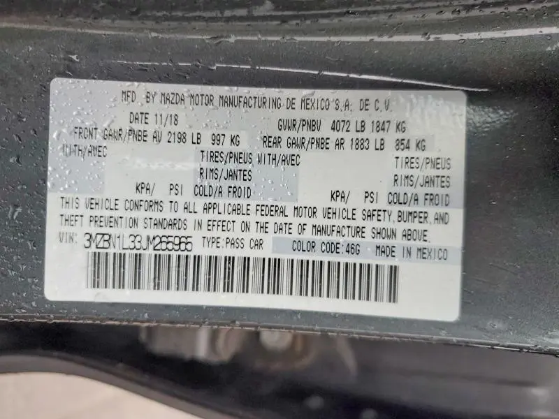 2018 MAZDA 3 TOURING  