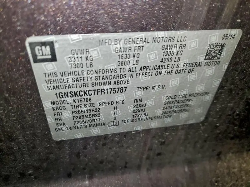 2015 CHEVROLET TAHOE K1500 LTZ  