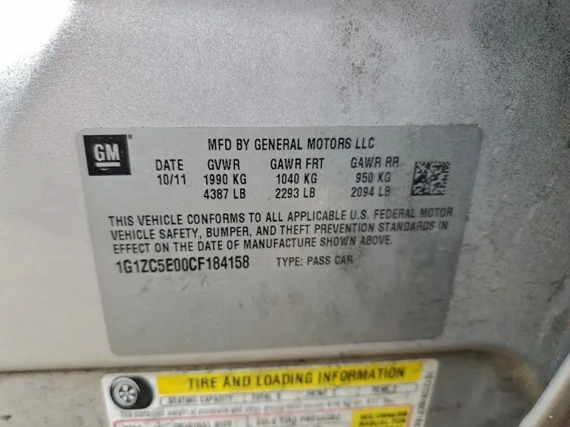 2012 CHEVROLET MALIBU 1LT  