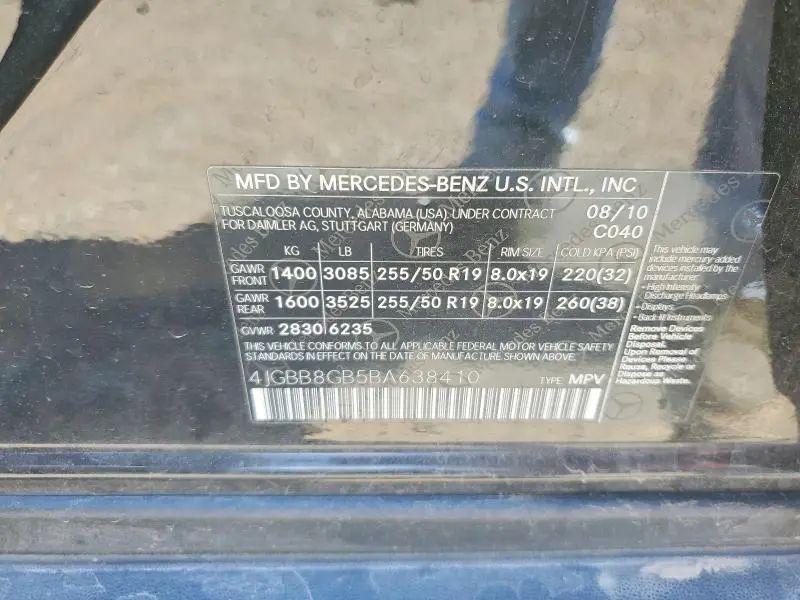 2011 MERCEDES-BENZ ML 350 4MATIC  