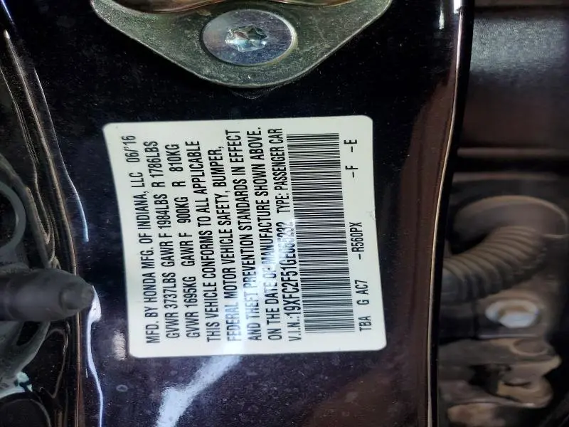 2016 HONDA CIVIC LX  