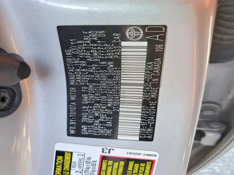 2011 TOYOTA COROLLA S  