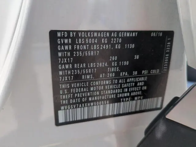 2017 VOLKSWAGEN TIGUAN WOLFSBURG  