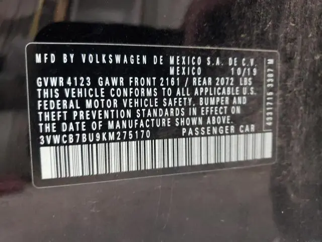 2019 VOLKSWAGEN JETTA S  