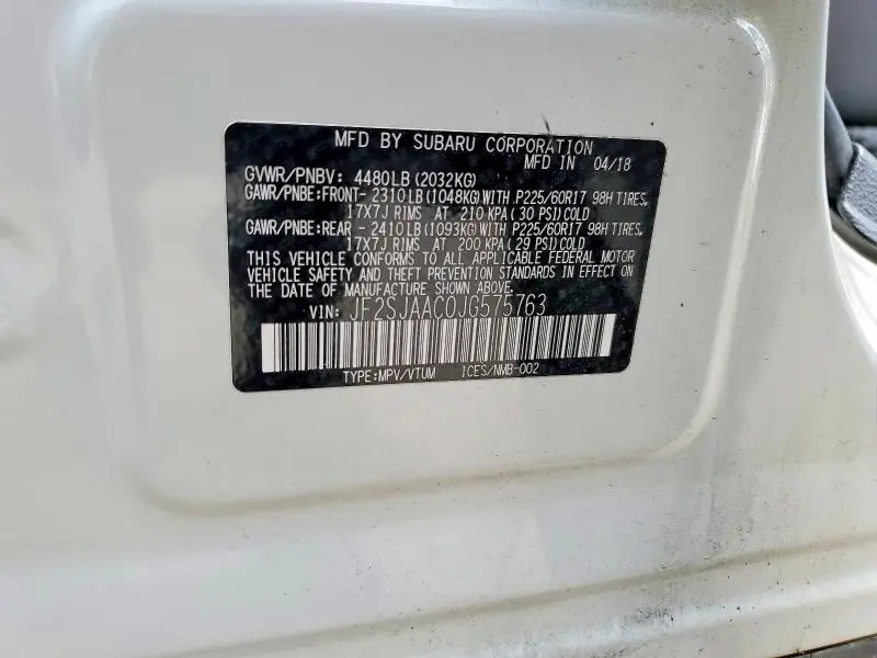 2018 SUBARU FORESTER 2.5I  