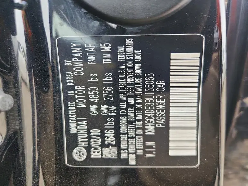 2011 HYUNDAI GENESIS 3.8L  