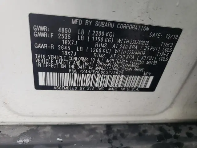 2019 SUBARU OUTBACK 3.6R LIMITED