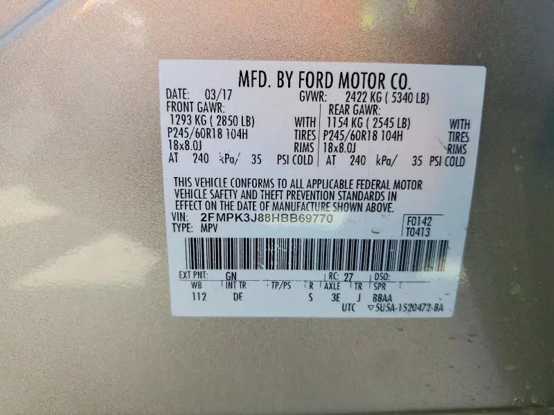 2017 FORD EDGE SEL  