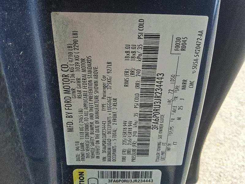 2018 FORD FUSION TITANIUM/PLATINUM HEV  