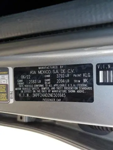 2022 KIA FORTE FE  