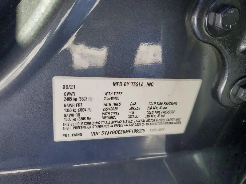 2021 TESLA MODEL Y   