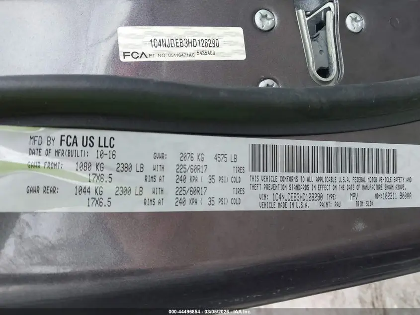 2017 JEEP COMPASS HIGH ALTITUDE 4X4