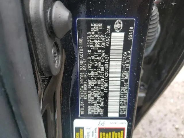 2012 TOYOTA CAMRY BASE  