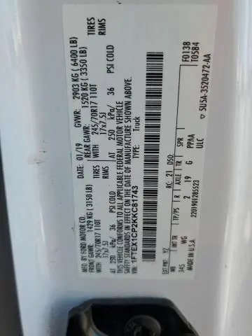 2019 FORD F150 SUPER CAB  