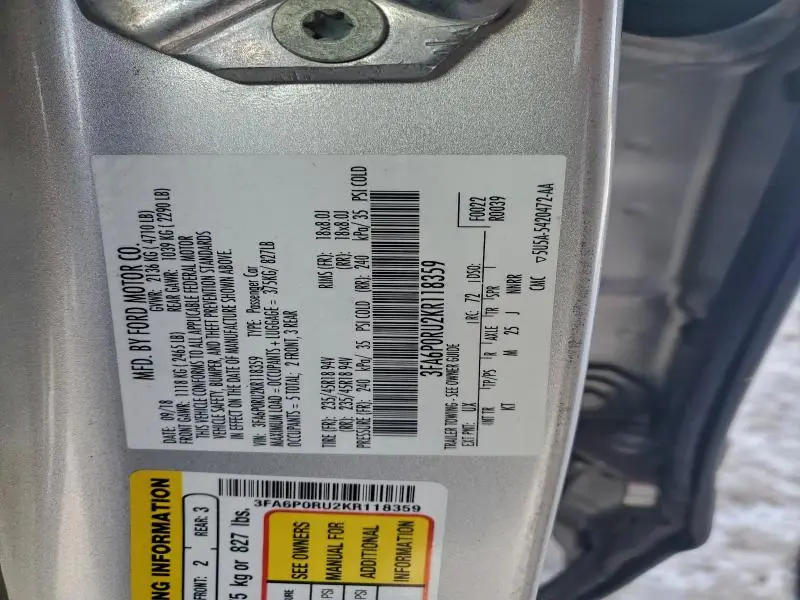 2019 FORD FUSION TITANIUM  