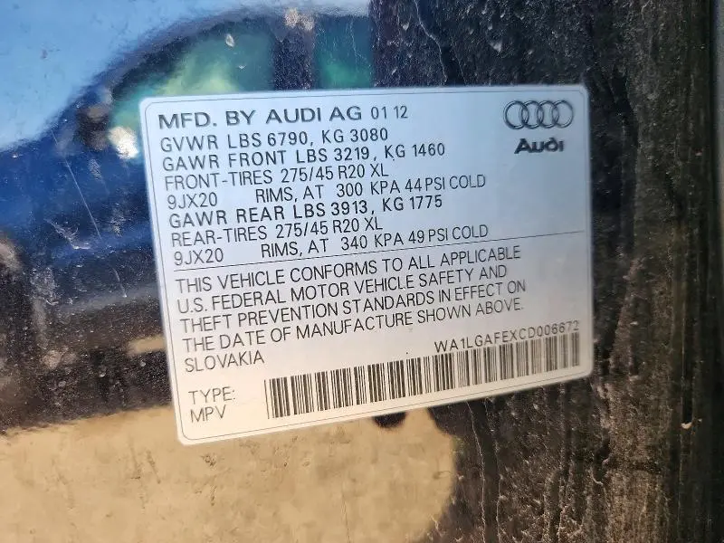 2012 AUDI Q7 PREMIUM PLUS  