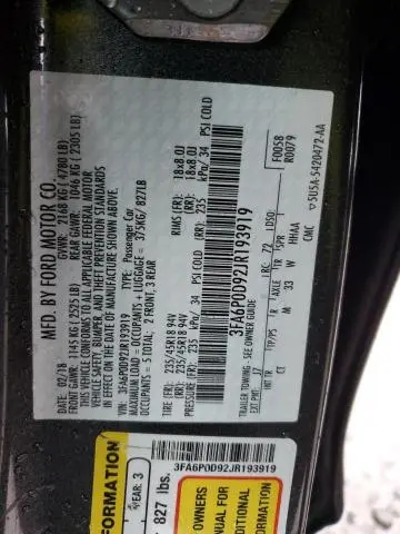 2018 FORD FUSION TITANIUM/PLATINUM  