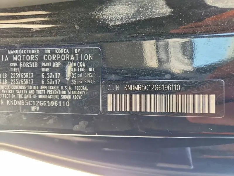 2016 KIA SEDONA LX  