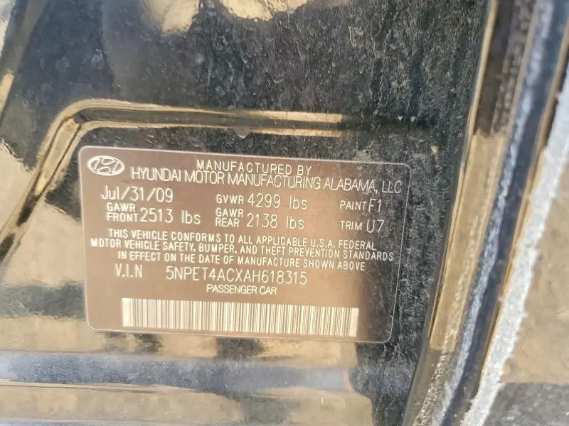 2010 HYUNDAI SONATA GLS  