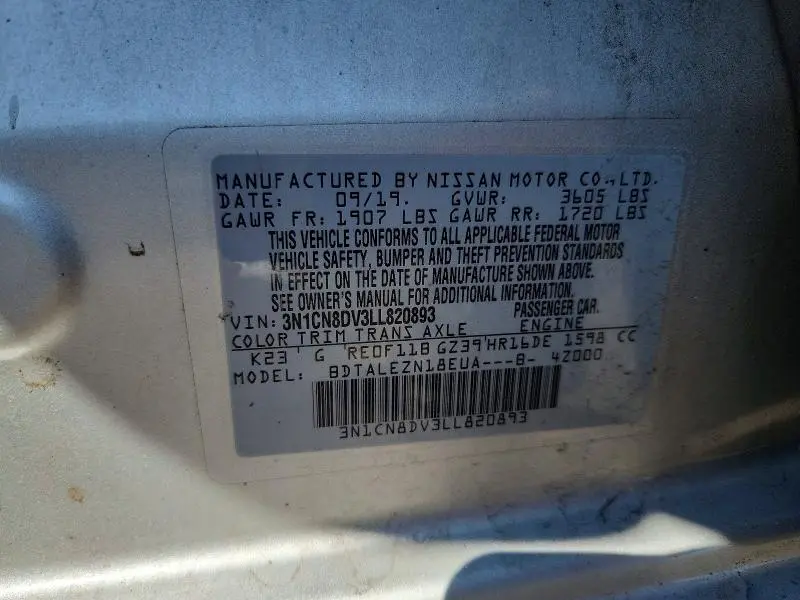 2020 NISSAN VERSA S  