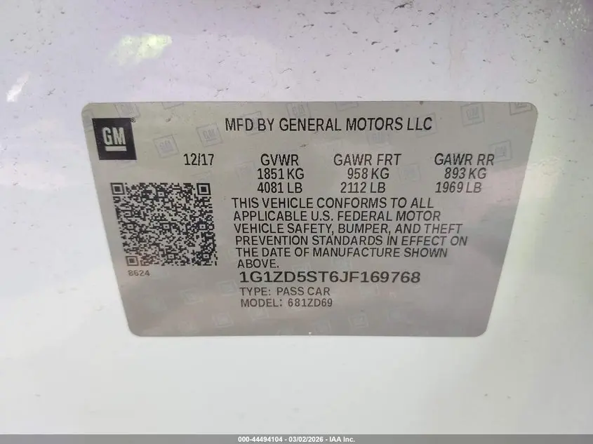 2018 CHEVROLET MALIBU LT