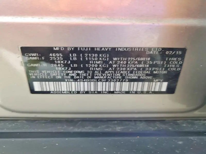 2015 SUBARU OUTBACK 2.5I LIMITED  