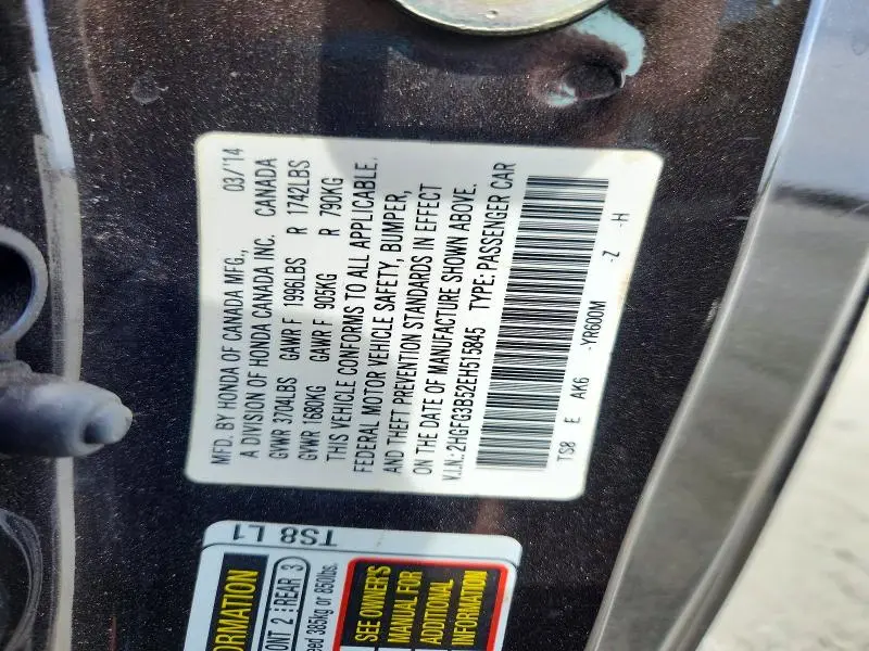 2014 HONDA CIVIC LX  