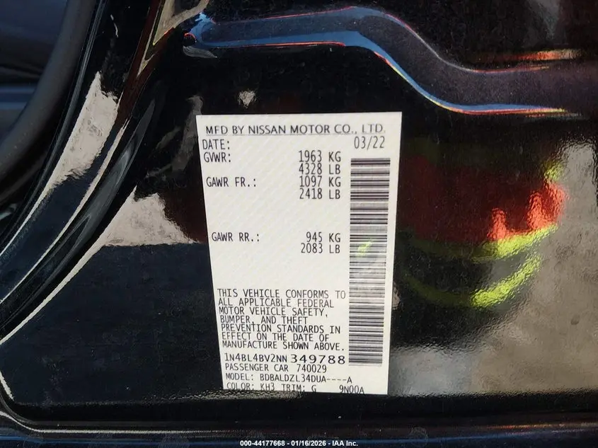 2022 NISSAN ALTIMA S FWD