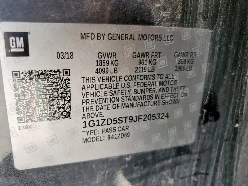 2018 CHEVROLET MALIBU LT  
