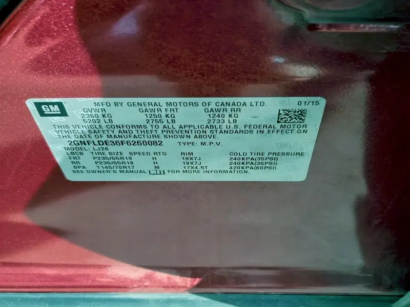 2015 CHEVROLET EQUINOX LTZ  