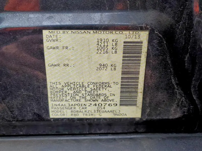 2014 NISSAN ALTIMA 2.5  