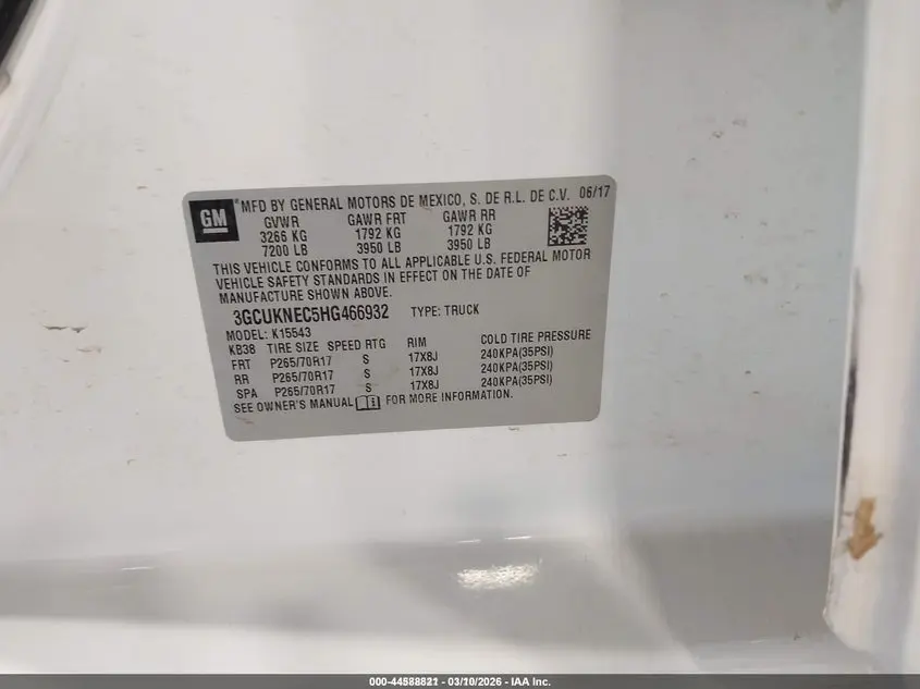 2017 CHEVROLET SILVERADO 1500 WT