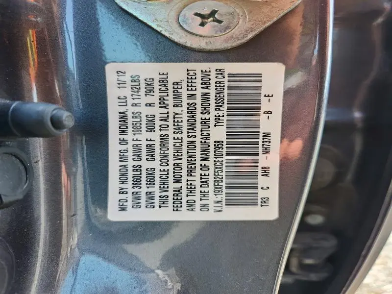 2012 HONDA CIVIC LX  