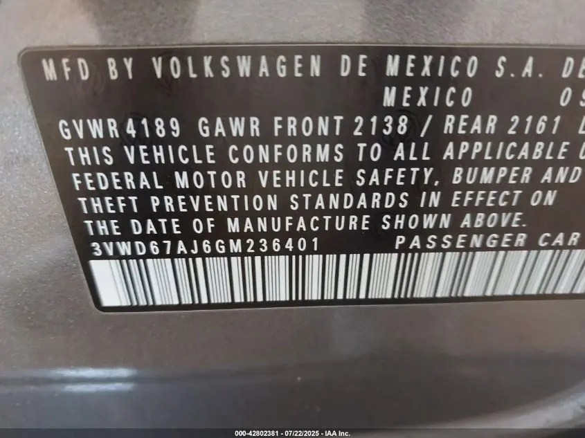 2016 VOLKSWAGEN JETTA 1.4T SE