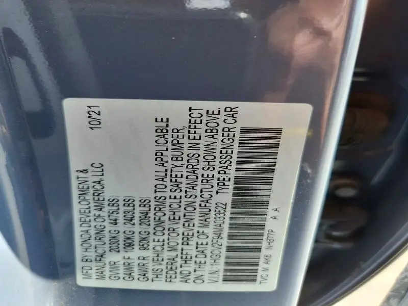 2021 HONDA ACCORD TOURING  