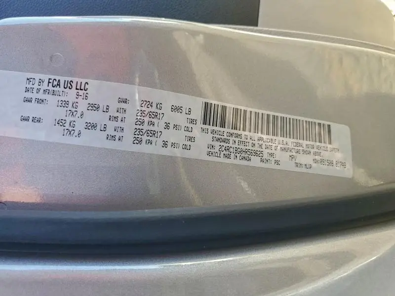 2017 CHRYSLER PACIFICA TOURING L  