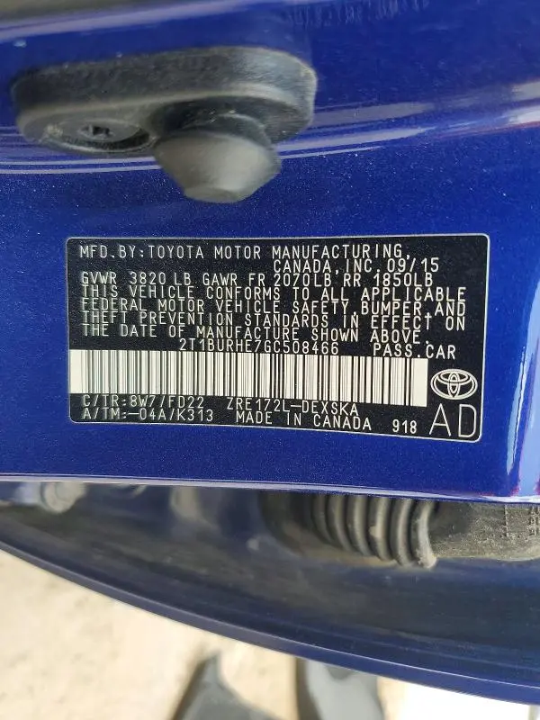 2016 TOYOTA COROLLA S PLUS  