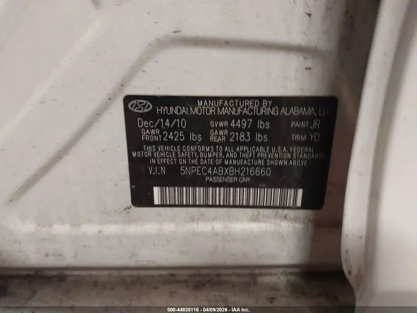 2011 HYUNDAI SONATA LIMITED 2.0T