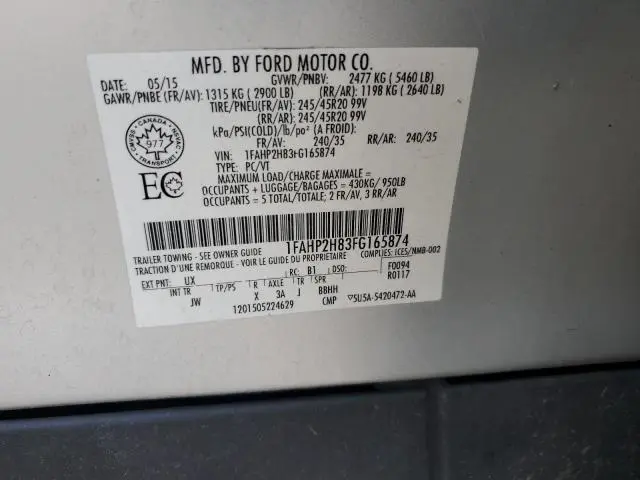 2015 FORD TAURUS SEL  