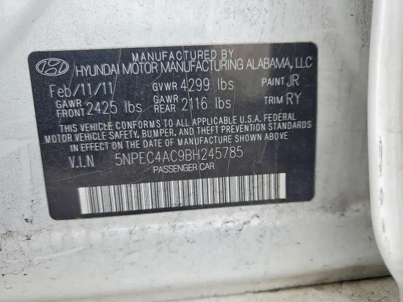 2011 HYUNDAI SONATA SE  