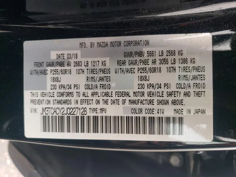 2018 MAZDA CX-9 TOURING  