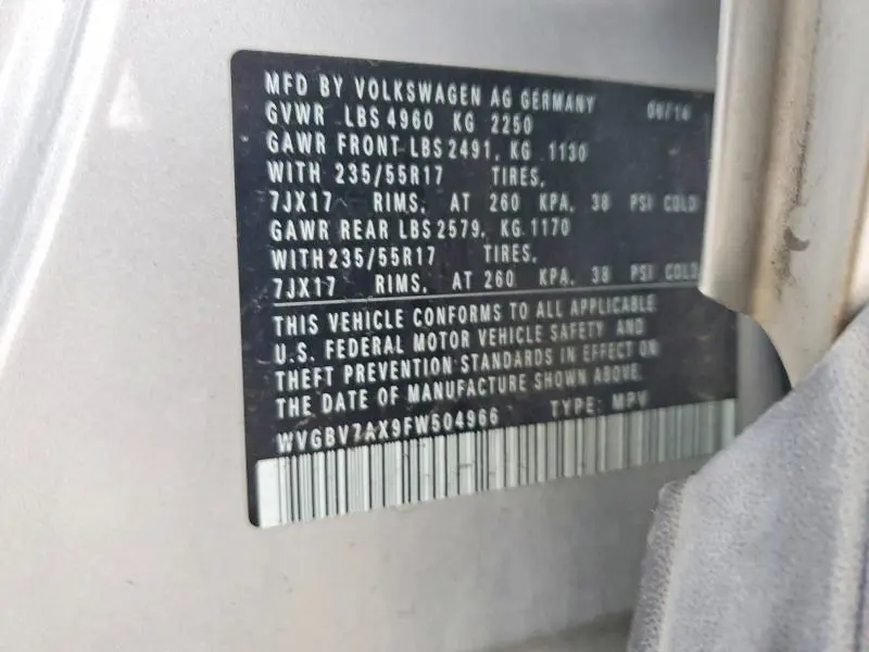 2015 VOLKSWAGEN TIGUAN   