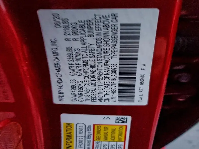 2020 HONDA ACCORD LX  