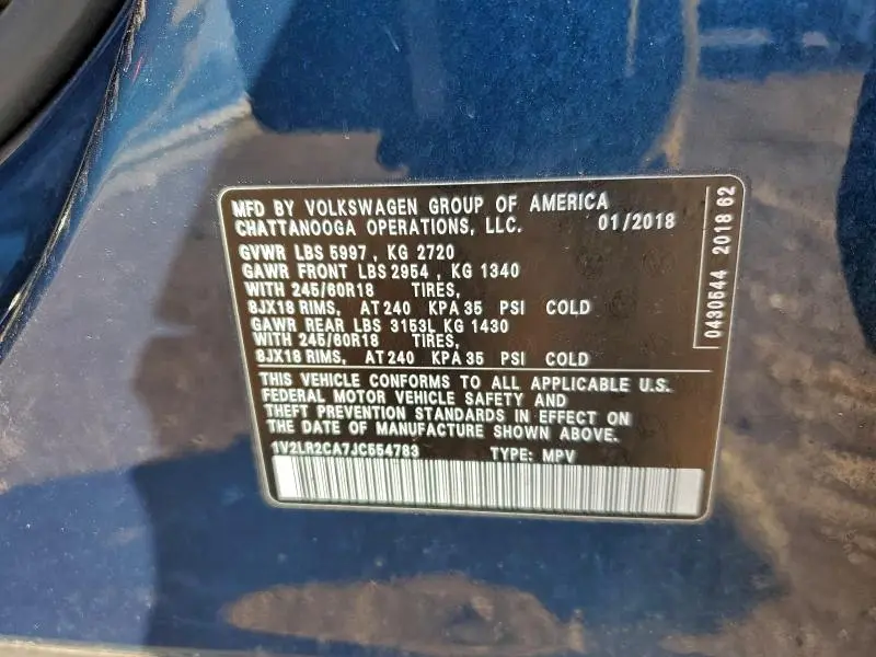 2018 VOLKSWAGEN ATLAS SE  